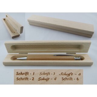 gravierter Holzkugelschreiber mit Holzetui